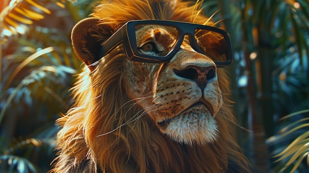 Lion avec des lunettes VR