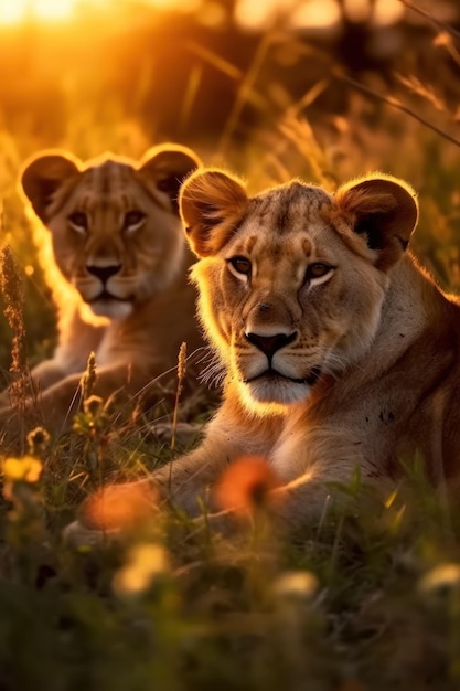 Lion majestueux errant dans la savane africaine, un symbole puissant de la nature