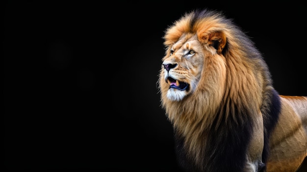 Photo un lion majestueux avec un fond sombre