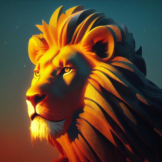 Lion majestueux avec illustration de portrait de crinière