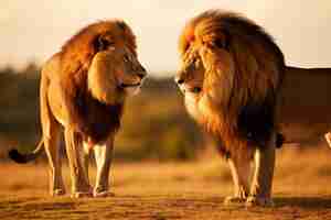 Photo un lion mâle est rejeté par une lionne dans le masai mara.