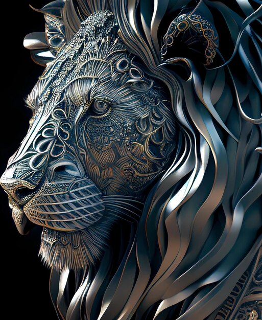 Lion de métal brutal