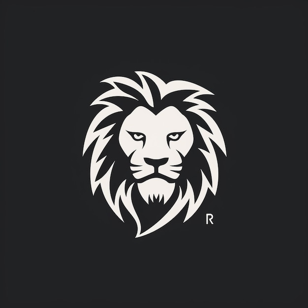 Photo lion minimaliste et plat logo illustration vectorielle