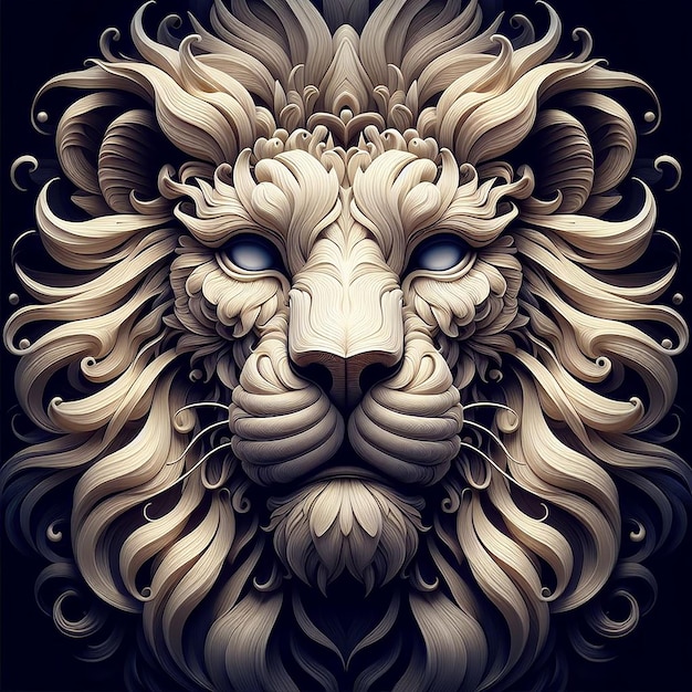 Un lion avec un motif de boucles