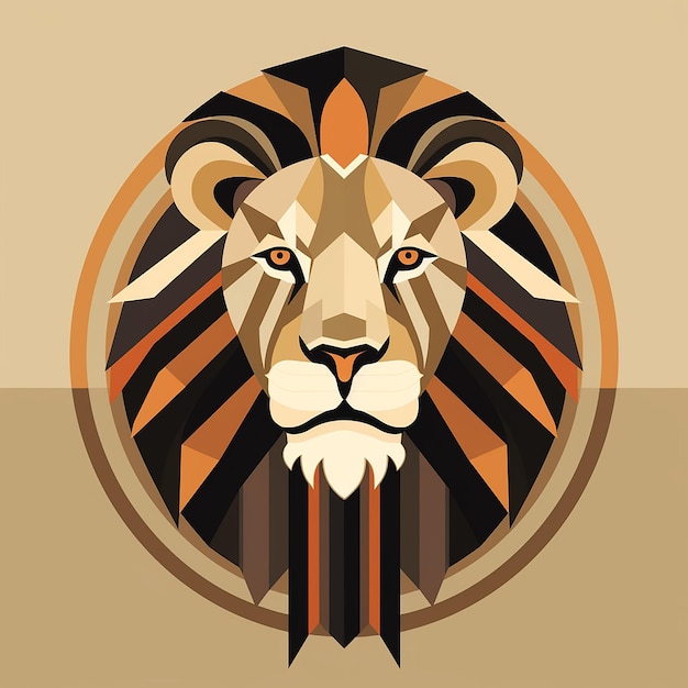 un lion à motifs complexes dans le style d'un design graphique monochromatique rétro futuriste précis