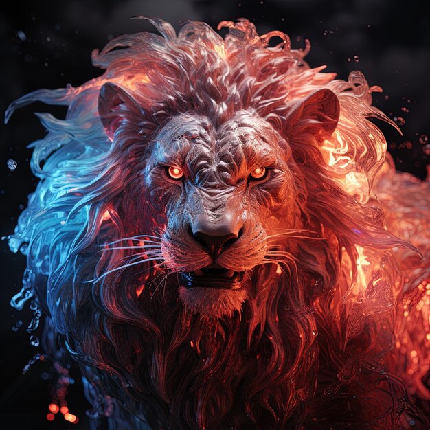 un lion avec le nom du lion dessus