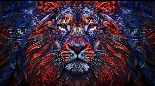 Le lion patriotique fait par Mandala Art