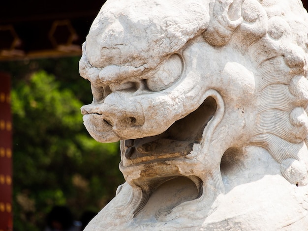 Lion de pierre à la porte de la paix céleste