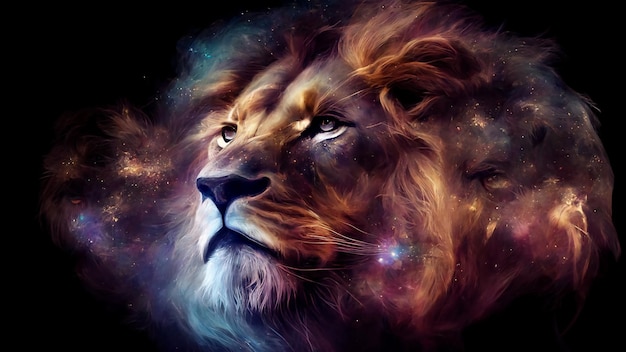 Lion sous forme de galaxie le concept de l'astrologie et des horoscopes