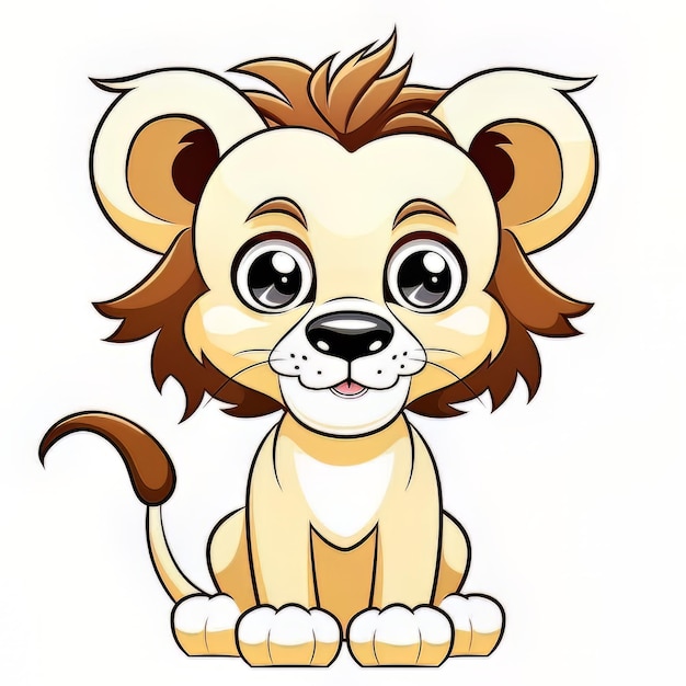 Un lionceau de dessin animé avec de grands yeux