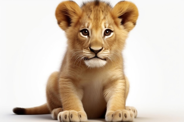 Un lionceau isolé sur un fond blanc