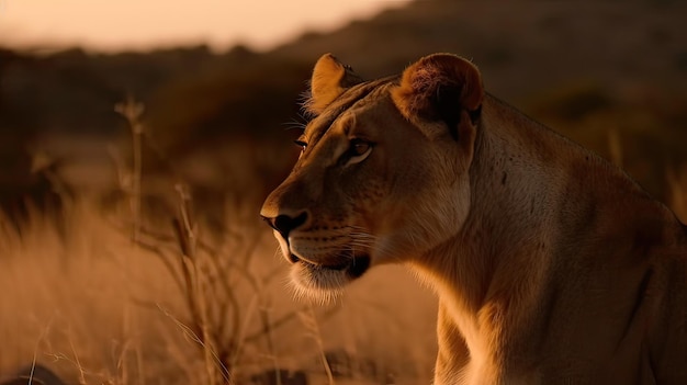 Une lionne à l'état sauvage au Kenya