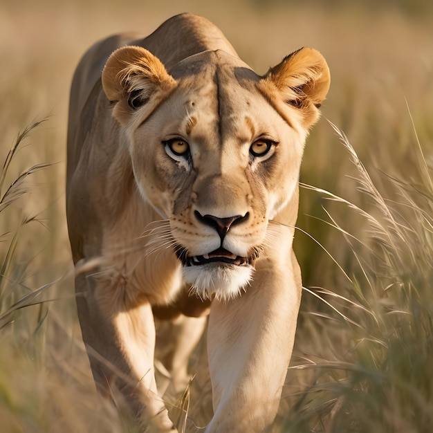 Une lionne féroce.