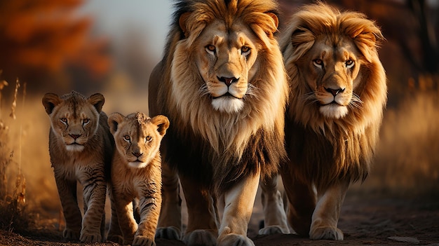 lions sauvages dans la forêt