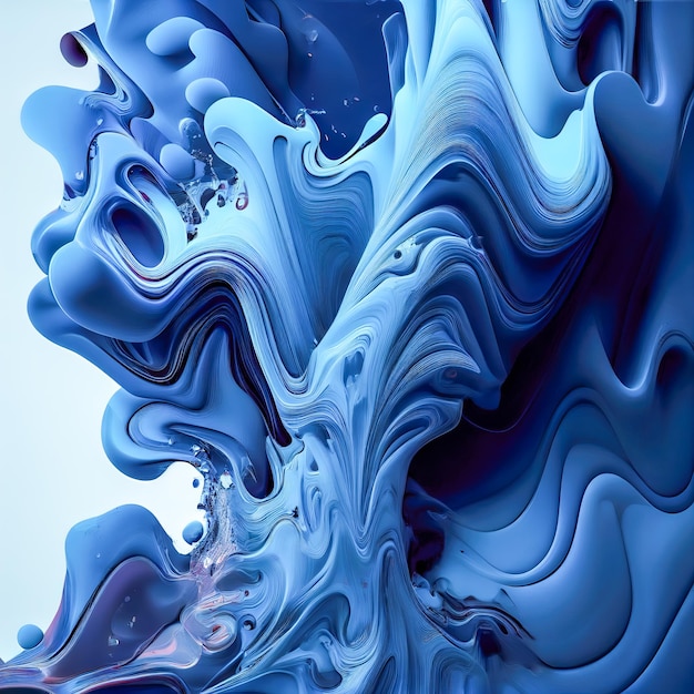 Liquide bleu abstrait IA générative