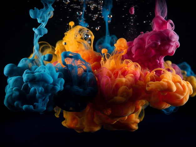 Un liquide coloré tombe dans l'eau