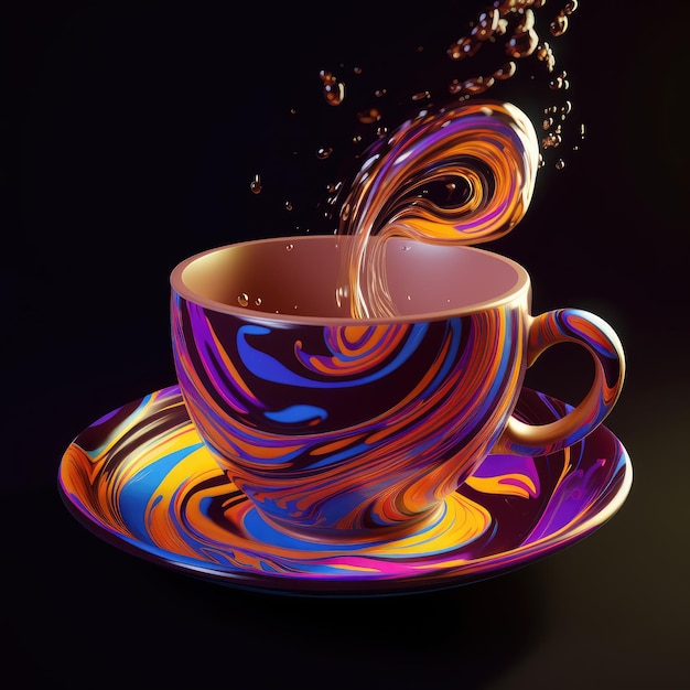 un liquide coloré versé dans une tasse