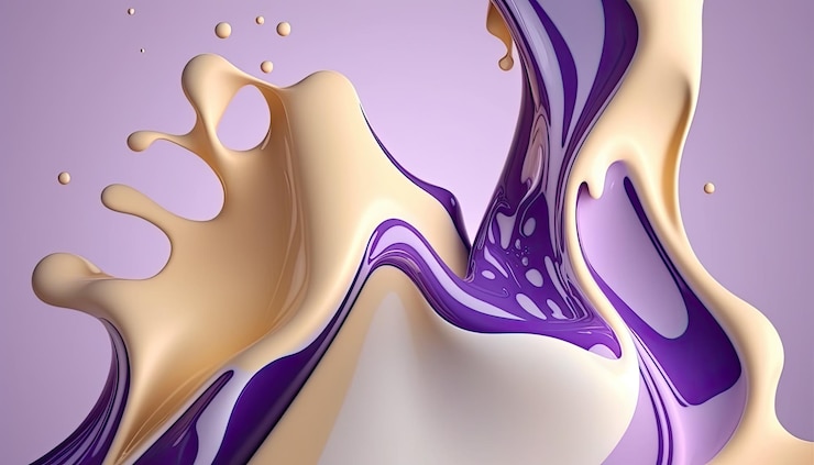 Photo liquide crémeux et épais violet et blanc éclaboussant sur fond de couleur ai générative