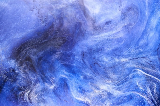 Liquide fluide art abstrait bleu peinture acrylique sous-marine galactique fumée océan