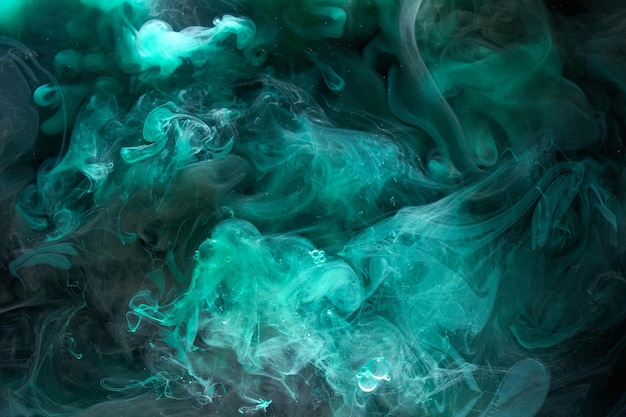 Liquide fluide art abstrait bleu vert peinture acrylique sous-marine galactique fumée océan