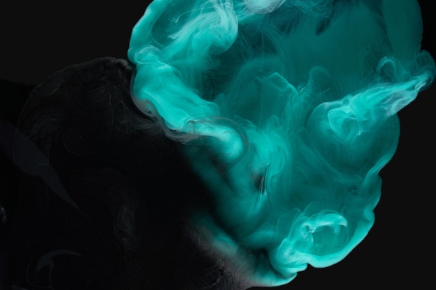 Liquide fluide art abstrait bleu vert peinture acrylique sous-marine galactique fumée océan