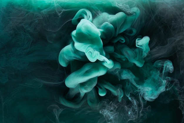 Liquide fluide art abstrait bleu vert peinture acrylique sous-marine galactique fumée océan