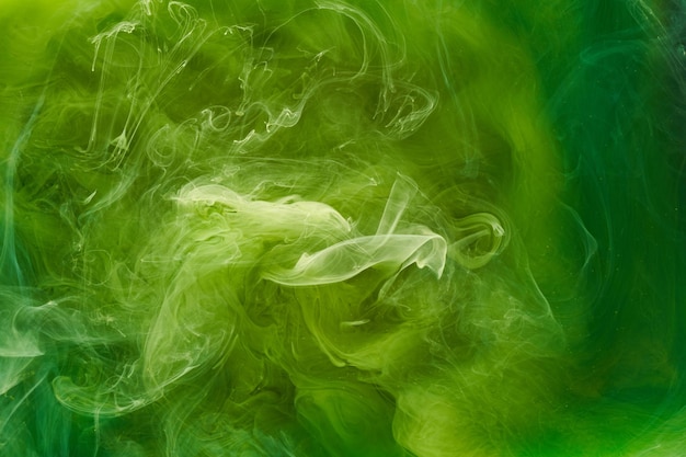 Liquide fluide art abstrait vert danse peintures acryliques sous-marine cosmique fumée océan