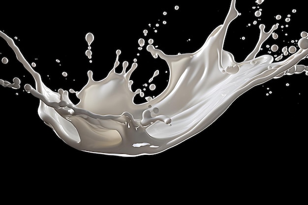 Le liquide de lait blanc éclaboussé sur le noir