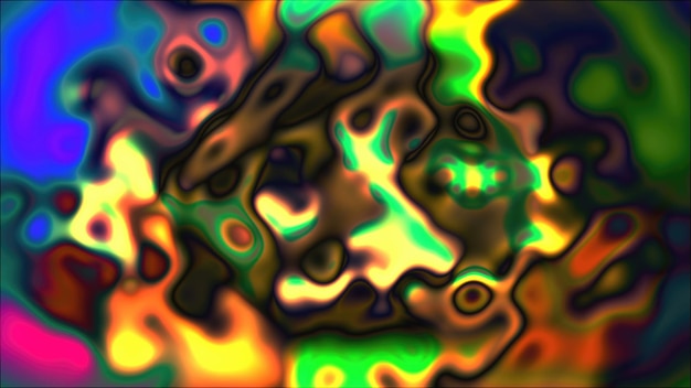 Liquide psychédélique lumineux abstrait 3D généré par ordinateur toile de fond palette colorée fond de maille