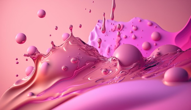 Liquide rose qui coule Generative Ai