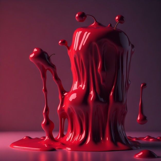 Un liquide rouge avec le mot chocolat dessus