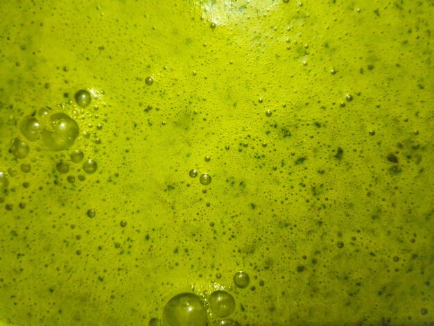 un liquide vert avec des bulles et des bulles dedans