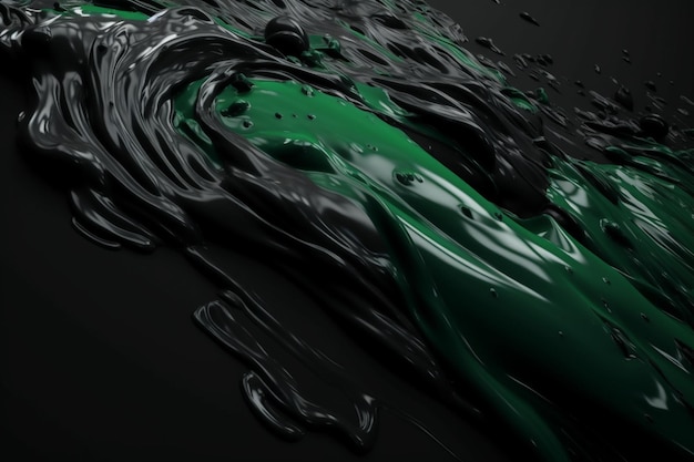 Un liquide vert et noir tombe sur le sol.