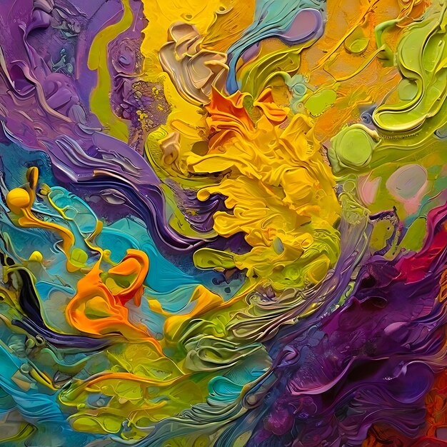 Liquide vibrant et saturé Peinture à l'huile mixte sur toile fond texturé IA générative