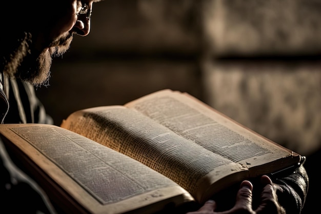 En lisant la bible ou le coran un mec le fait avec un livre ouvert