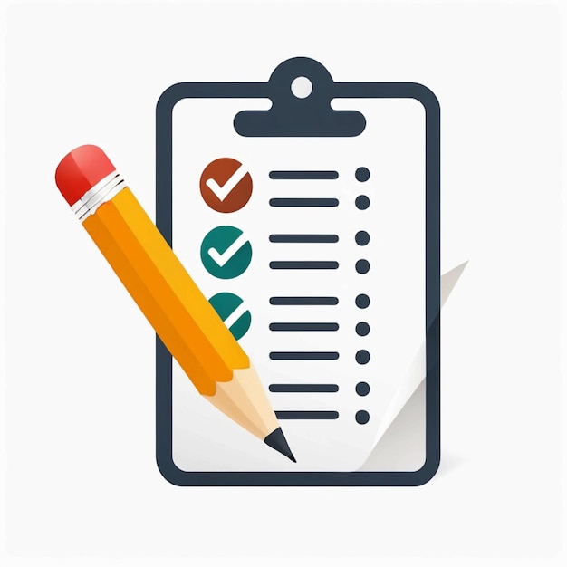 Liste de contrôle spéciale Icône plate avec crayon