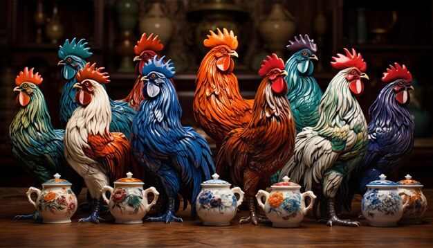 Photo liste de poulets de différentes couleurs