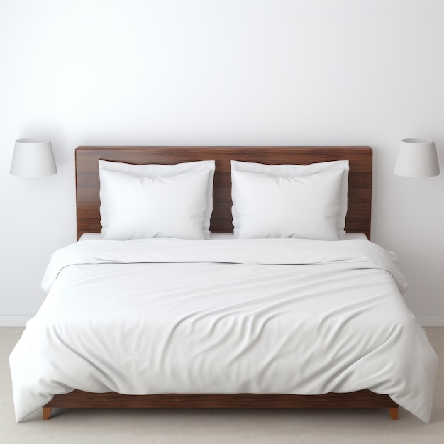 Lit blanc avec lampes Un meuble de chambre à coucher élégant pour l'occlusion ambiante