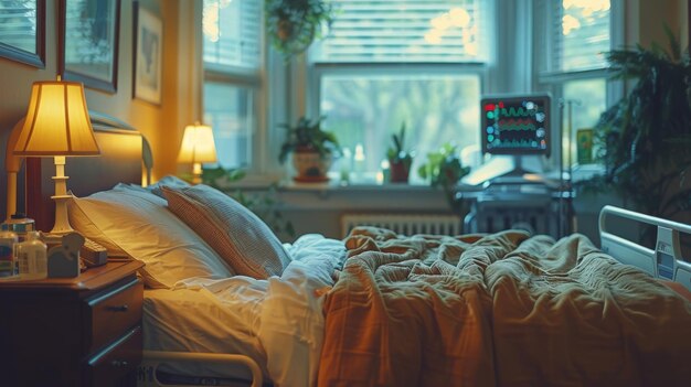 Lit à côté de la fenêtre dans la chambre