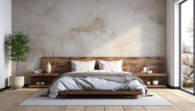 Photo un lit avec une couverture blanche et des oreillers dessus