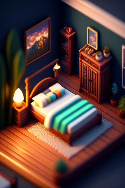 Un lit dans une chambre.