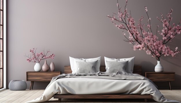 Photo un lit avec un drap blanc qui dit le printemps sur lui