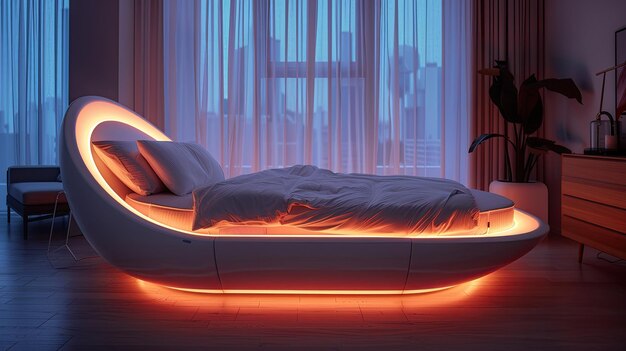 Photo un lit intelligent qui ajuste la fermeté et la température pour un sommeil optimal