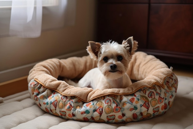 Lit pour animal de compagnie avec couverture chaude et confortable, parfait pour les nuits froides, créé avec une IA générative