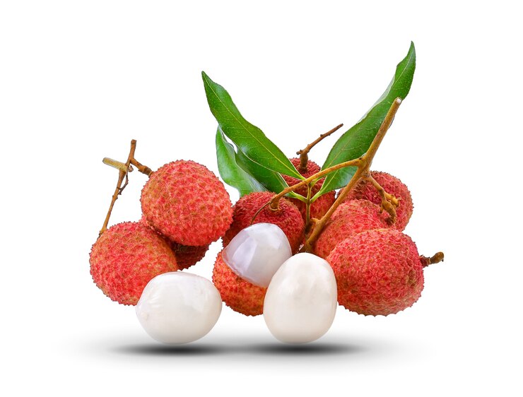 Photo litchi isolé sur fond blanc