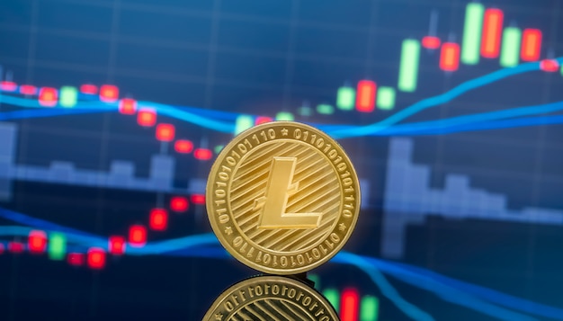 Photo litecoin et concept d’investissement de crypto-monnaie.