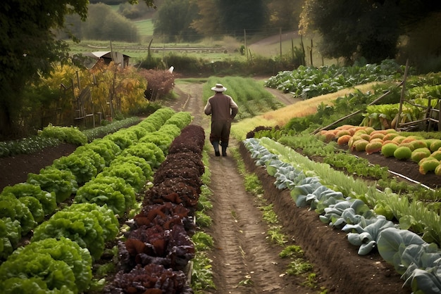 Lits de jardin écologiques avec culture de légumes et de légumes AI générative