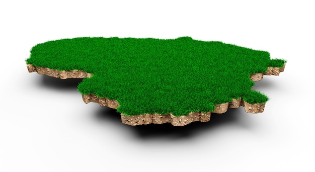 Lituanie carte coupe transversale de la géologie des terres du sol avec de l'herbe verte et de la texture du sol rocheux 3d