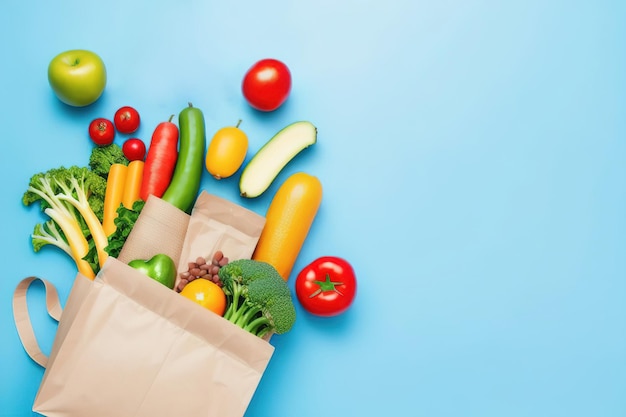 Livraison d'aliments naturels sains dans un emballage écologique Generative AI