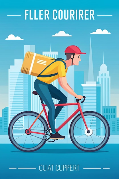 Livraison au vélo par courrier vectoriel à l'état plat